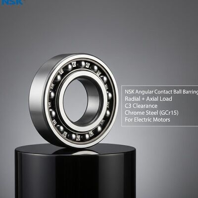 NSK Xây đệm bóng tiếp xúc góc với độ rảnh C3 và thép Chrome (GCr15) cho động cơ điện